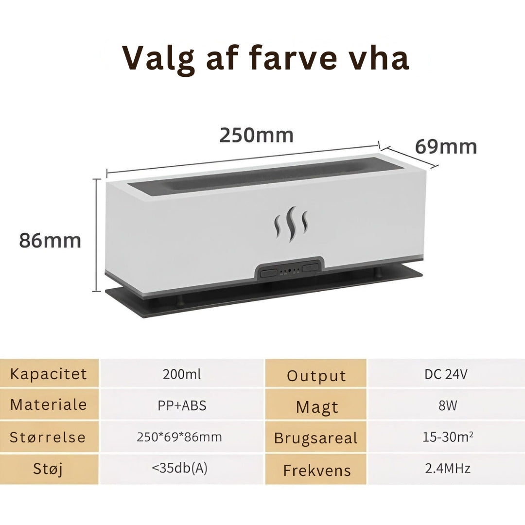 Tragbarer Luftbefeuchter mit Flammenlicht und Duft