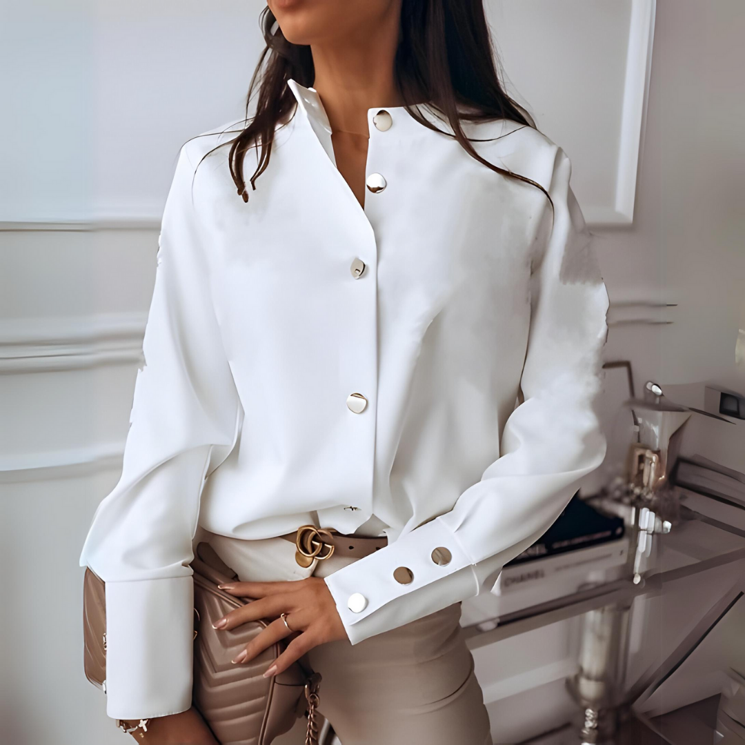 Elora – Elegante langärmelige Bluse mit Knöpfen