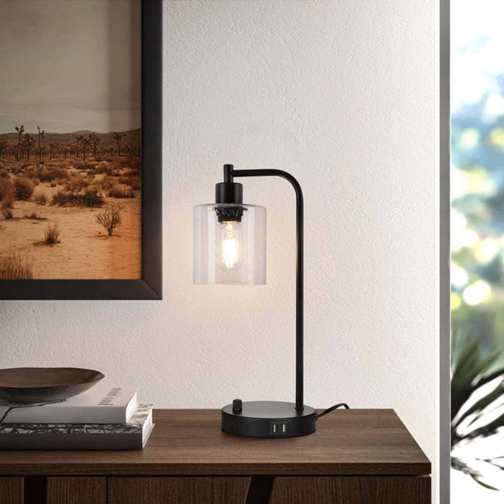 ClarityCharge LED-Schreibtischlampe – Modernen Glasschirm