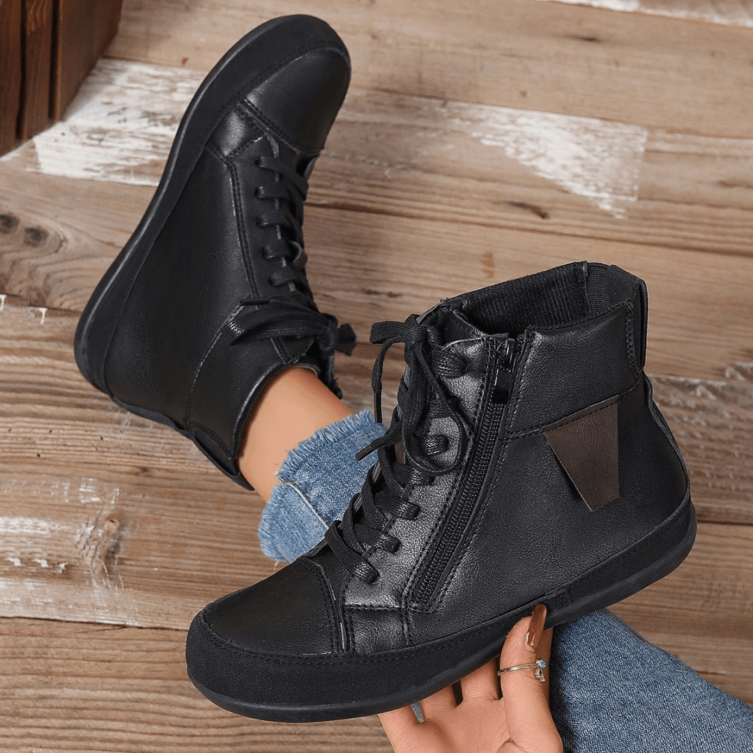 Brielle Damenstiefel mit Schnürung – Stilvolle Stiefel bis zur Wadenmitte mit seitlichem Reißverschluss