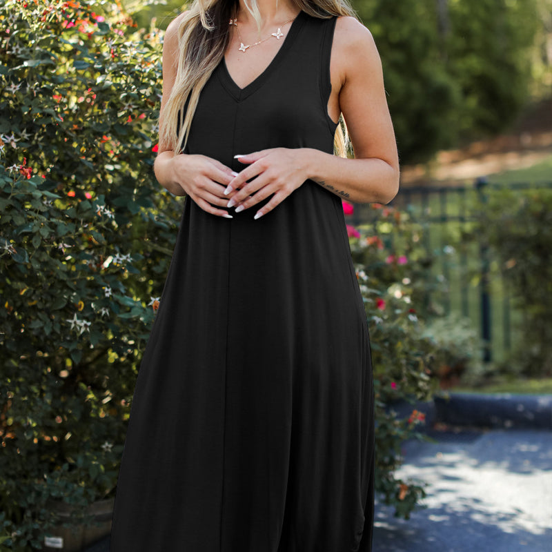 Claudette - Kleid ohne Ärmel mit V-Ausschnitt