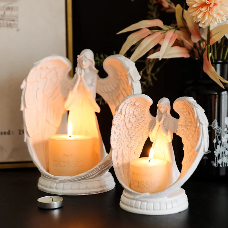 AngelAura elegante Engelsskulptur mit Kerzenhalter – stimmungsvolle Dekoration
