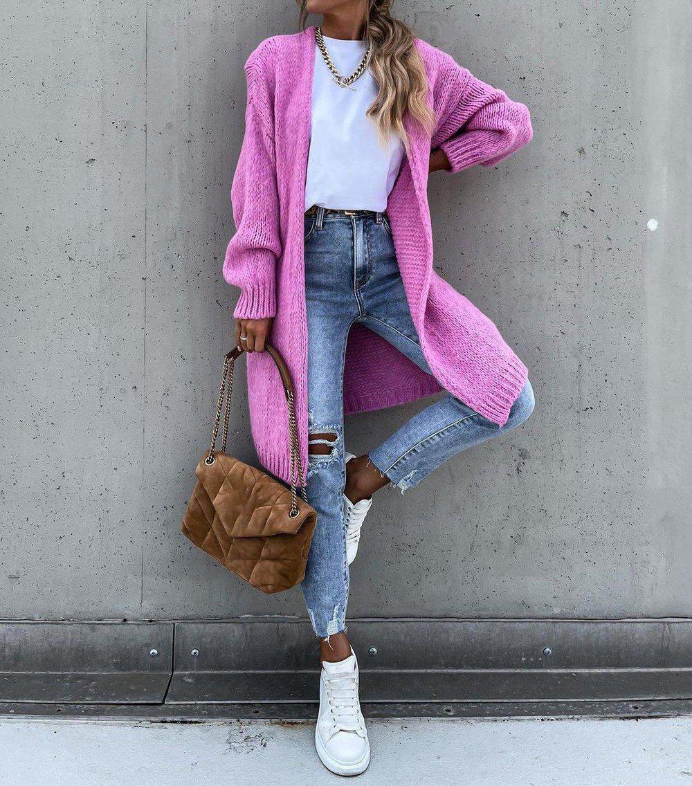 WinterTrend® - Süßes rosa Strickjacke