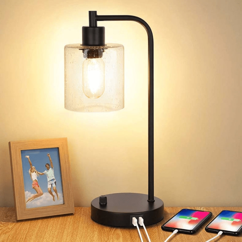 ClarityCharge LED-Schreibtischlampe – Modernen Glasschirm