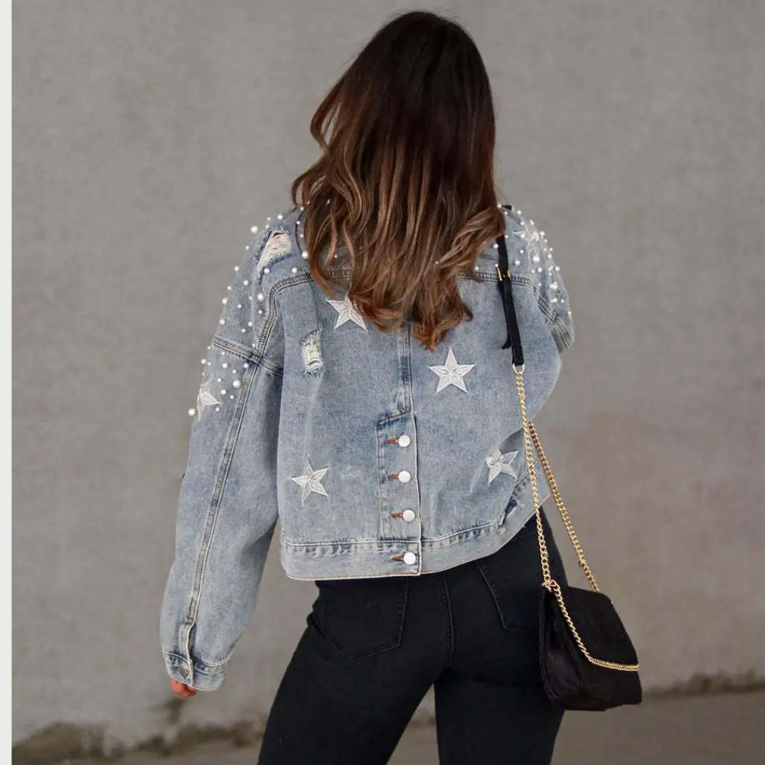 Editha - Knopfperlen Denimjacke