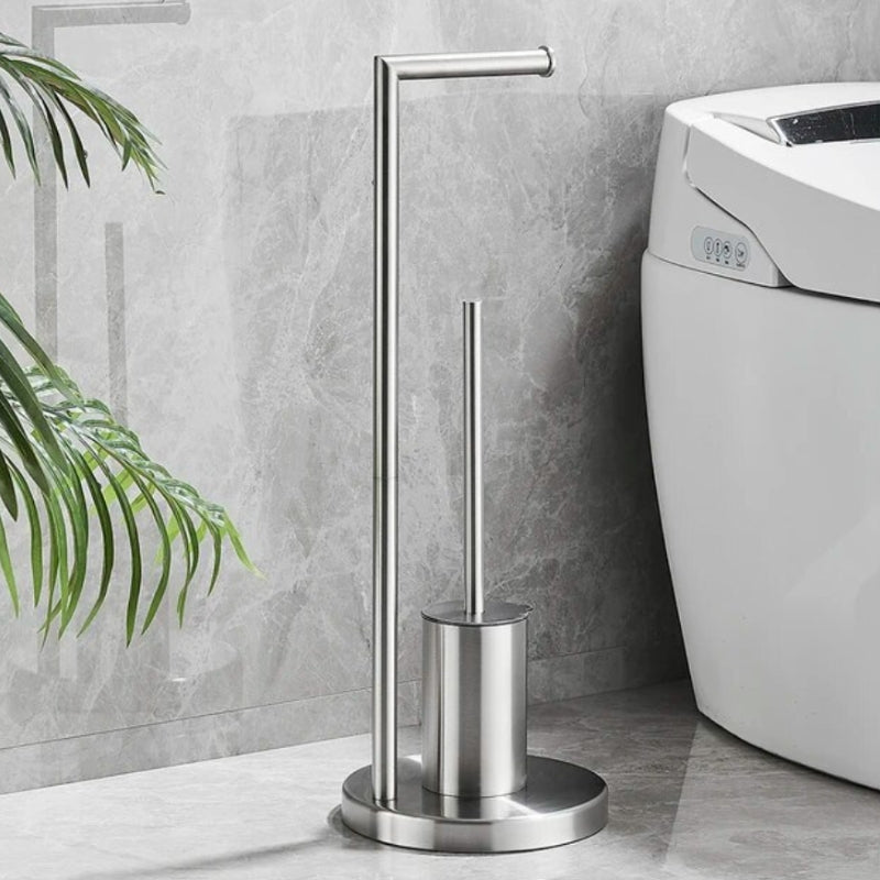 CleanStand Freistehender Toilettenpapierhalter mit Bürste