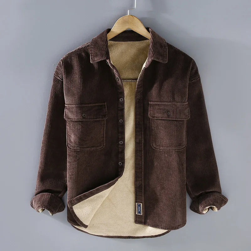 Mikkel – Lässige Langärmlige Cord-Shirts mit Taschen