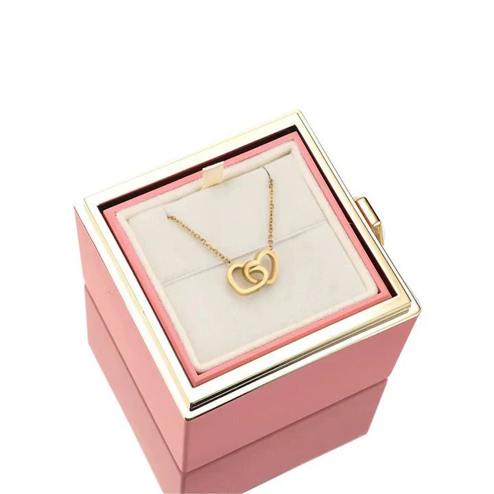 Ewige Rosen Geschenkbox mit verstecktem personalisiertem Halsband – Einzigartiges Geschenk zum Muttertag