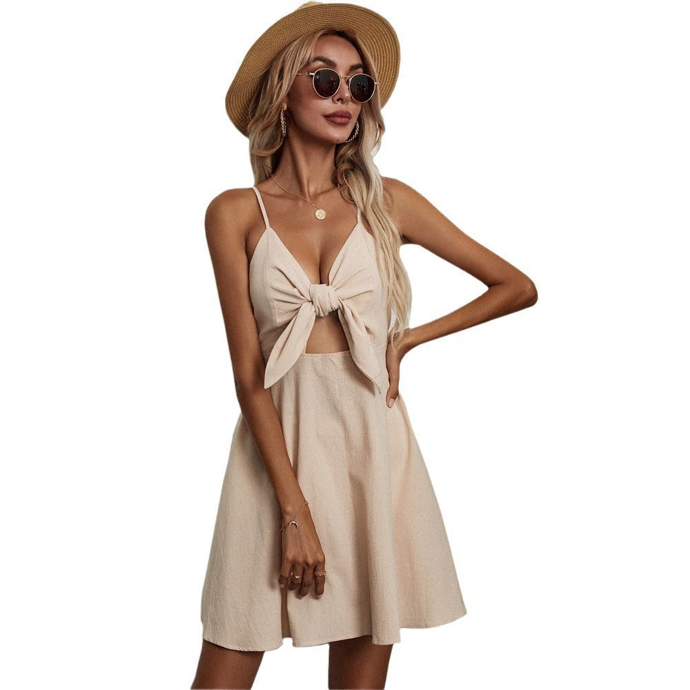 Lucina - Blonde Schleife Kurzes Sommerkleid