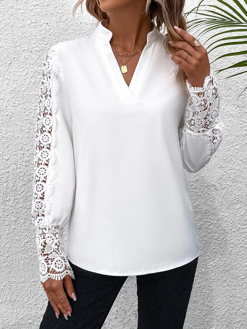 Luna – Elegante Langärmelige Bluse mit V-Ausschnitt