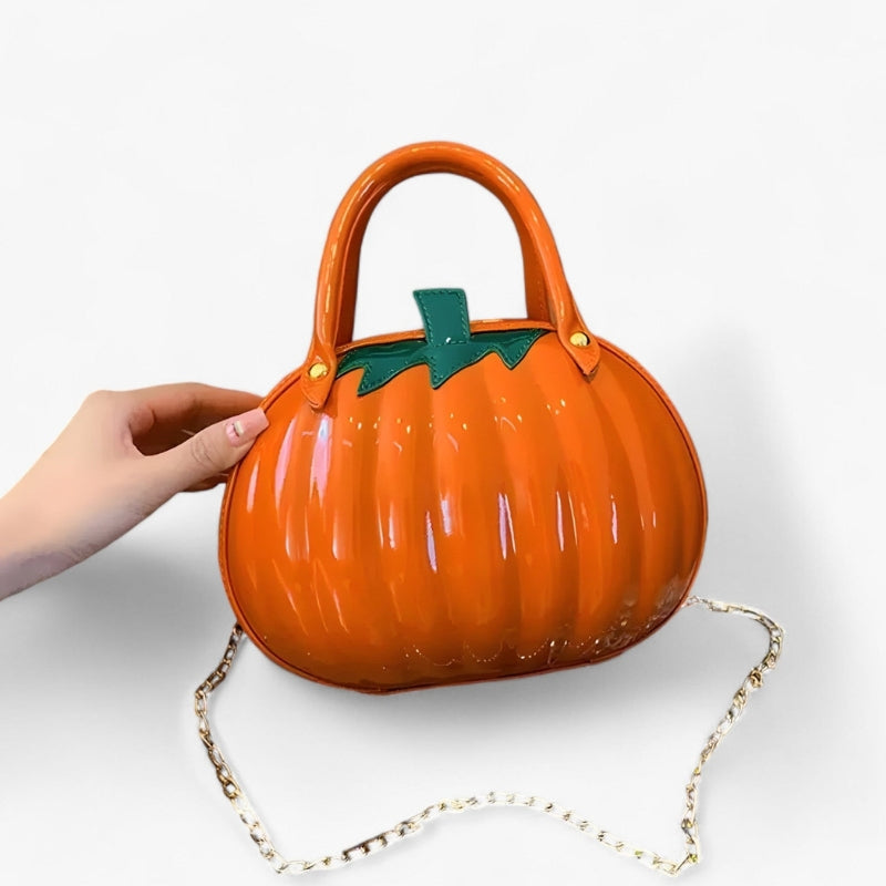 Melanie – Kürbisförmige Handtasche mit verstellbarem Riemen