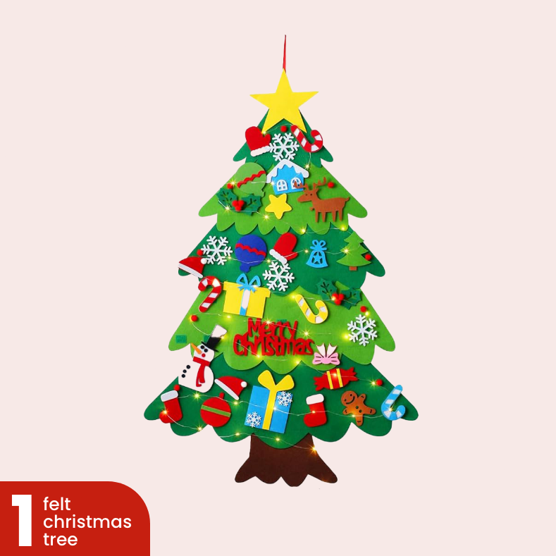Filz-Weihnachtsbaum mit dekorativen Teilen