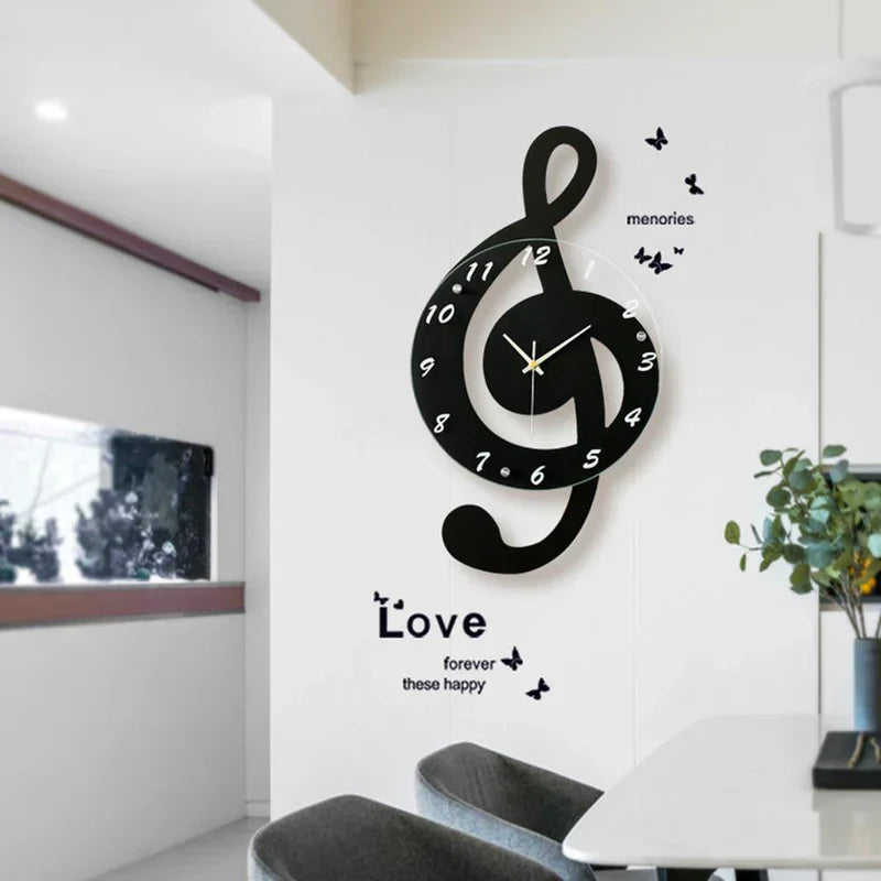 MelodyTime Künstlerische Wanduhr – Musikalisches G-Schlüssel-Design für modernes Interieur