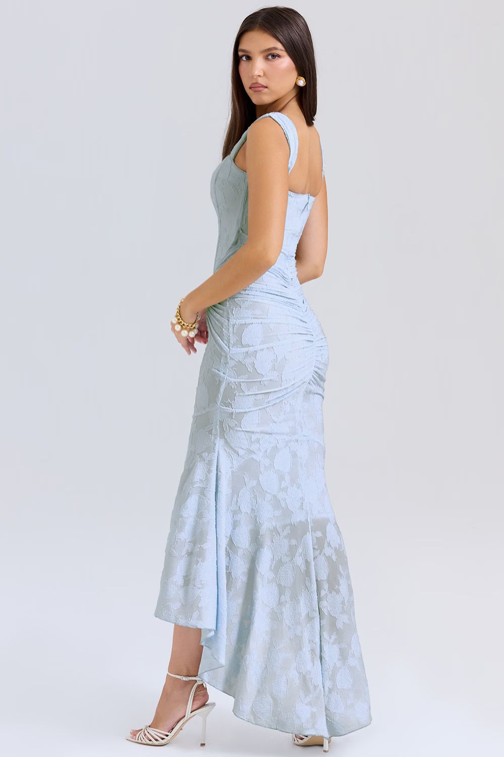Celeste Maxikleid mit tiefem V-Ausschnitt