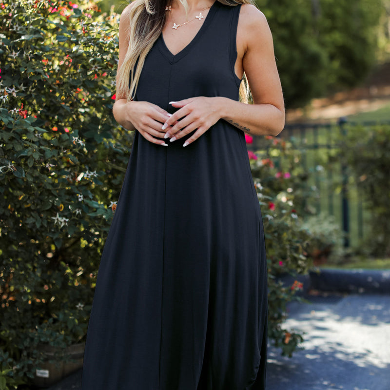 Claudette - Kleid ohne Ärmel mit V-Ausschnitt