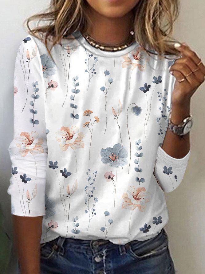 AutumnTrend® Floral Print Lässiger Pullover