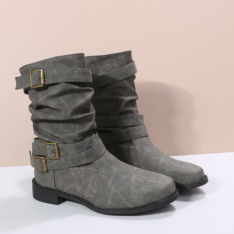 Alice - Lässige Gürtelschnallen Stiefel
