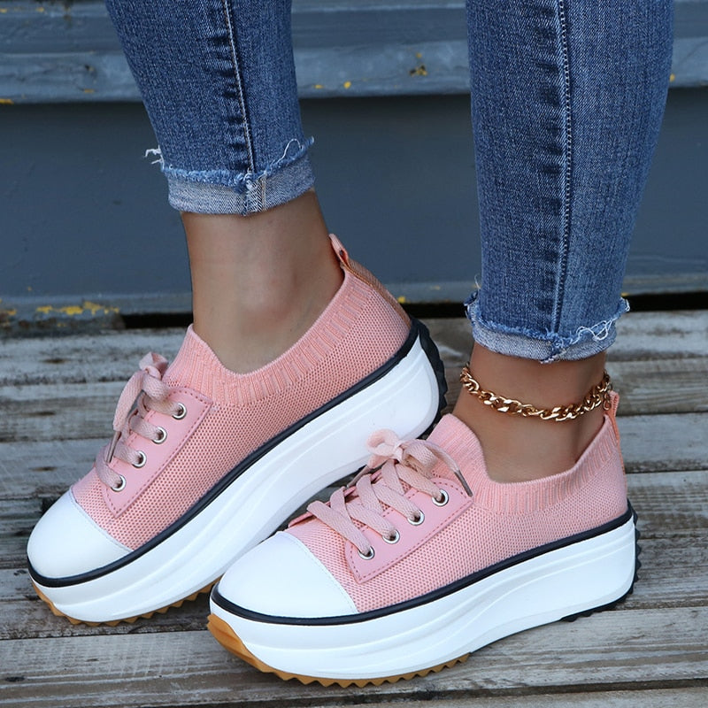 Thora Stilvolle Sneakers mit Dickeren Sohlen und Verstellbaren Schnürsenkeln