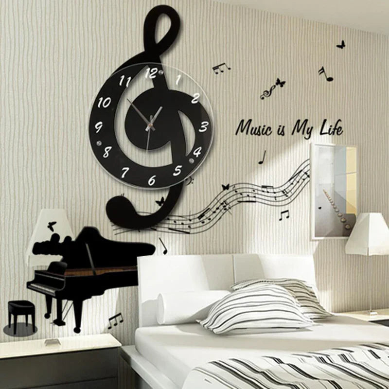 MelodyTime Künstlerische Wanduhr – Musikalisches G-Schlüssel-Design für modernes Interieur