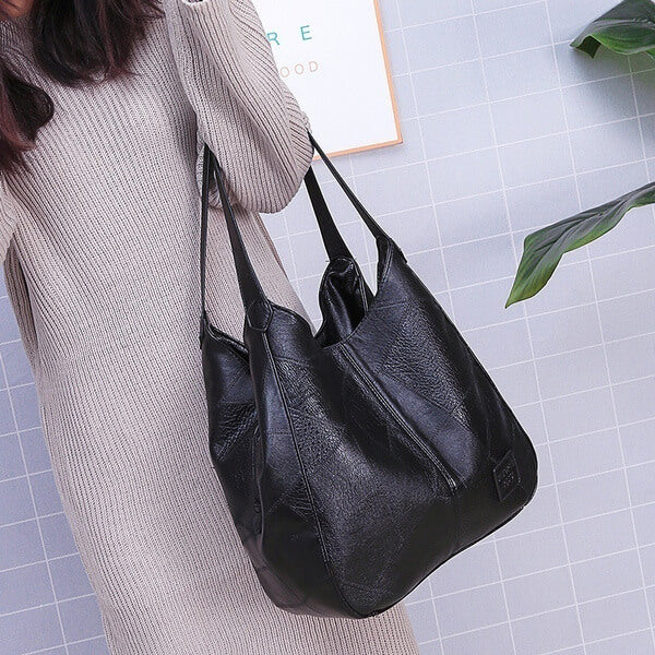LuxeSlouch – Vegane Slouchy Schultertasche aus Leder