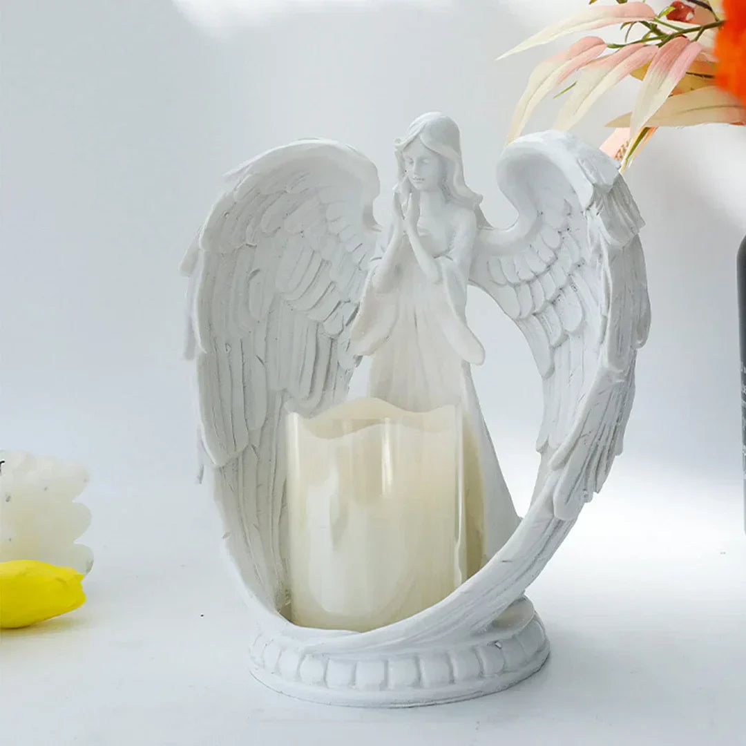 AngelAura elegante Engelsskulptur mit Kerzenhalter – stimmungsvolle Dekoration