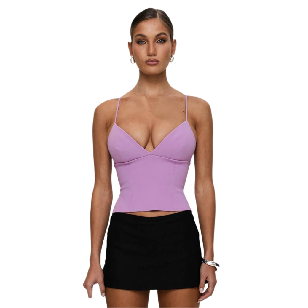 Jacquelyn - Sofistizierter Croptop mit V-Ausschnitt und Spaghettiträgern