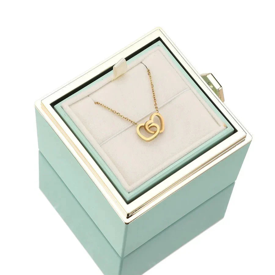 Ewige Rosen Geschenkbox mit verstecktem personalisiertem Halsband – Einzigartiges Geschenk zum Muttertag