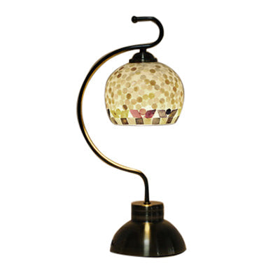 Glasstel – Elegante globusförmige Tischlampe mit Muschel-Muster