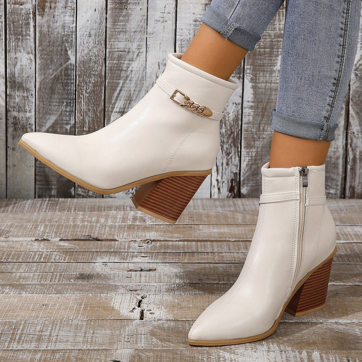 Freja – Elegante Stiefel mit seitlichem Reißverschluss und Blockabsatz