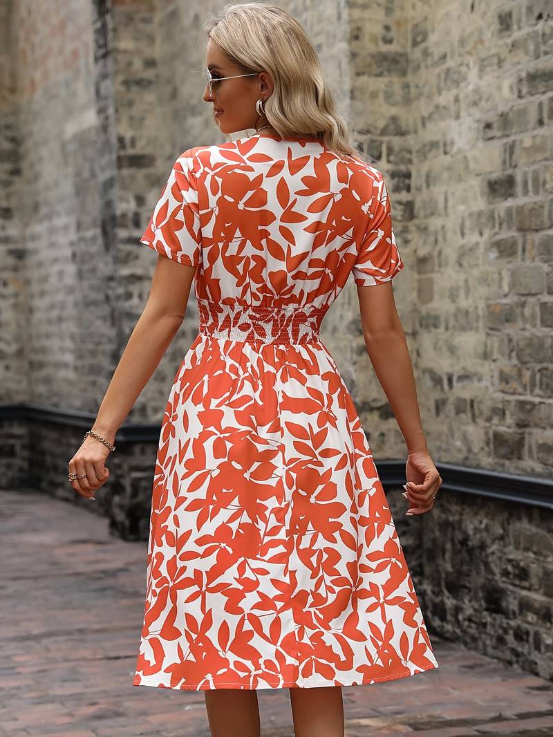 Ivy – Kurzärmliges Wickelkleid mit Blumenmuster