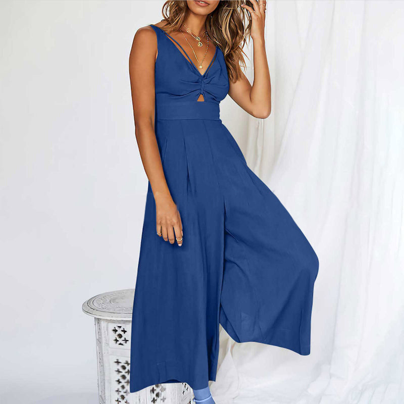 Sanne - Jumpsuit mit weitem Bein und V-Ausschnitt