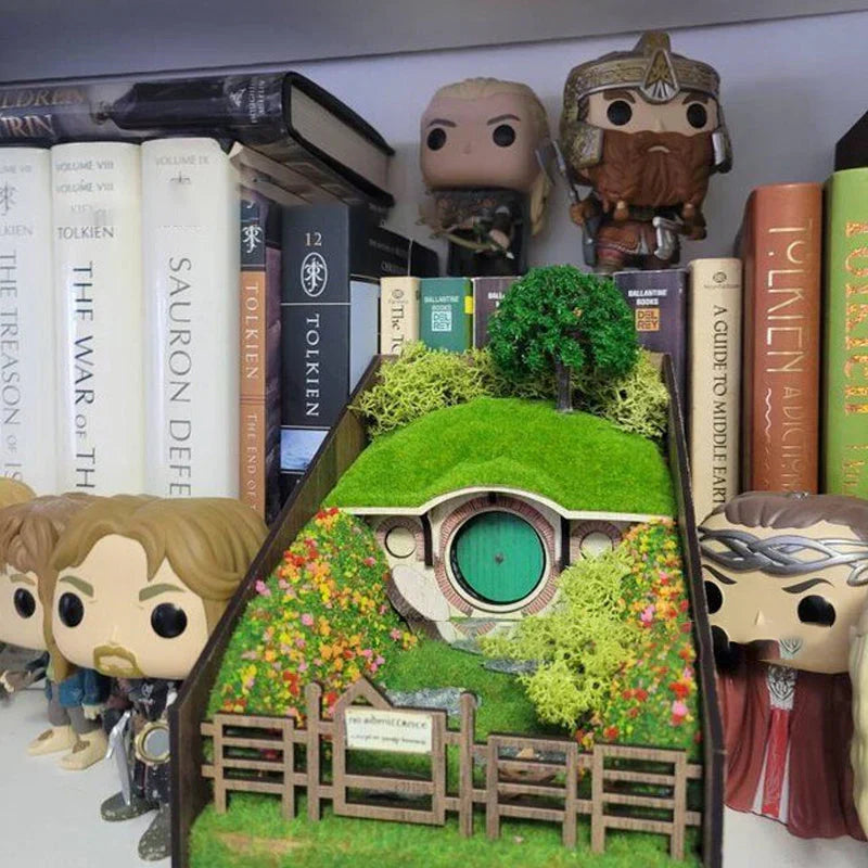 MiniScape Buchstützen – Handgefertigte dekorative Buchhalter mit Mikrolandschaftsdesign