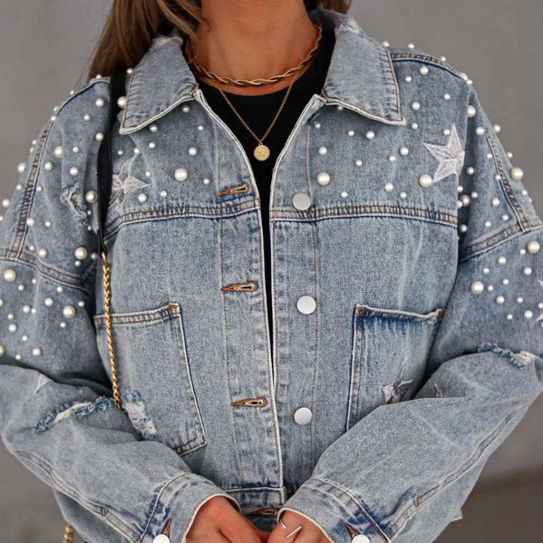 Editha - Knopfperlen Denimjacke