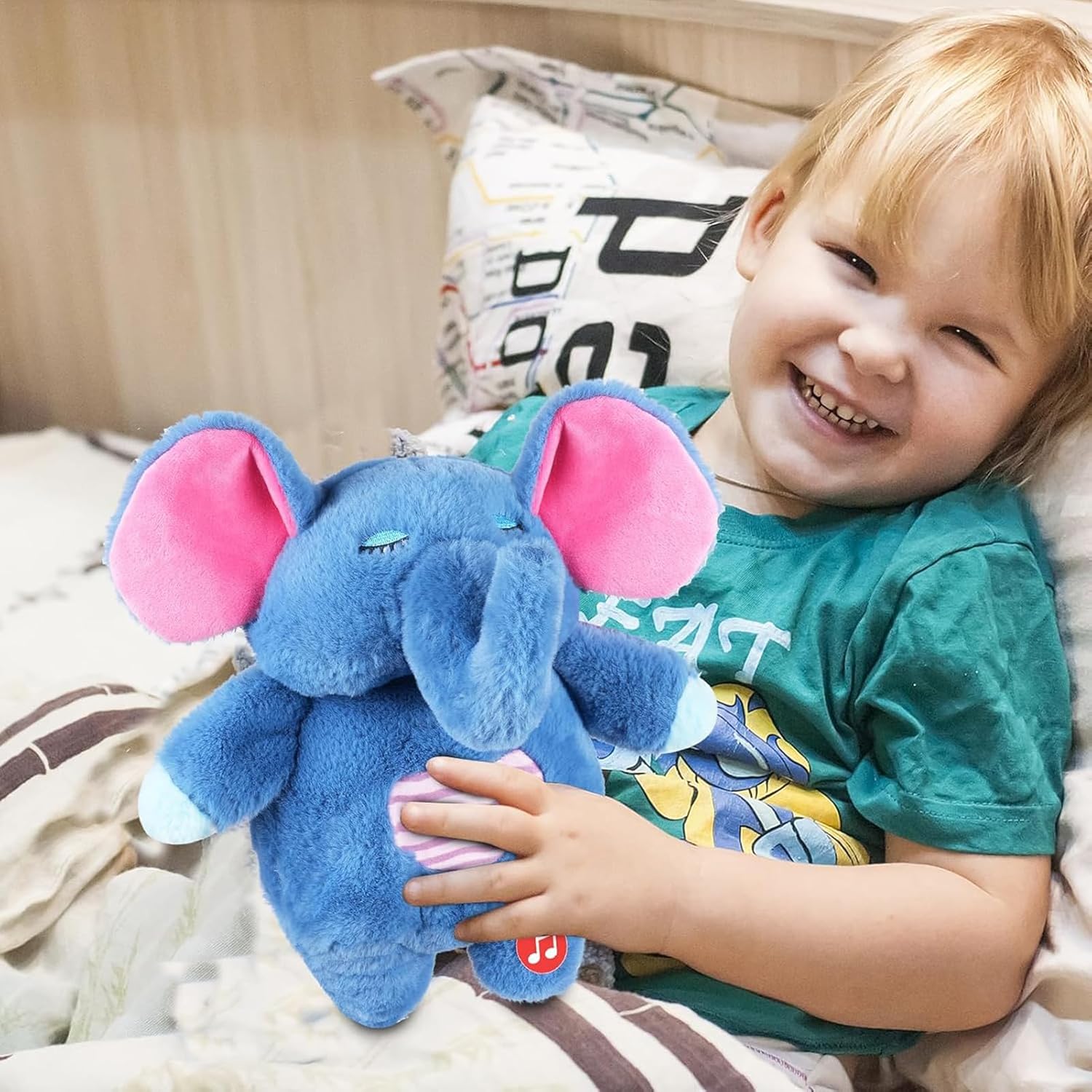 Sovetryg Plüschelefant – Beruhigendes Kuscheltier mit Atmung, Licht und Geräuschen
