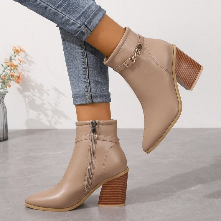Freja – Elegante Stiefel mit seitlichem Reißverschluss und Blockabsatz