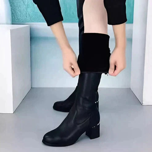 Anya - Warme Leder-Stiefel über dem Knie