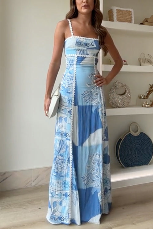 Julia - Blumengemustertes Maxikleid mit Spitzenrand