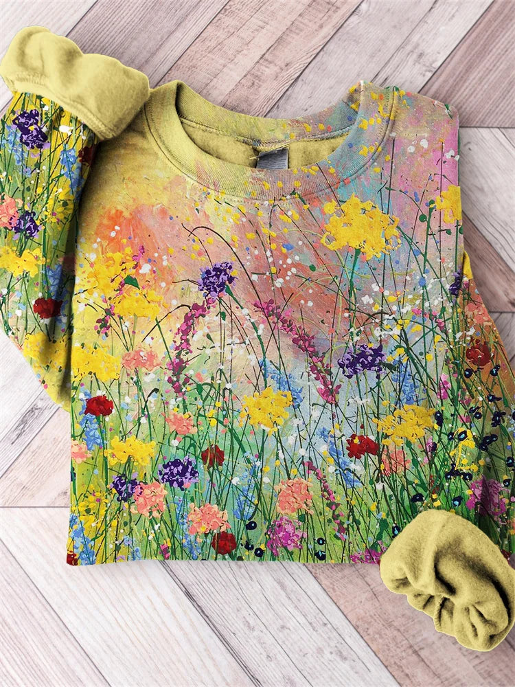 Clare - Warmer Pullover mit Blumenmuster und Rundhalsausschnitt