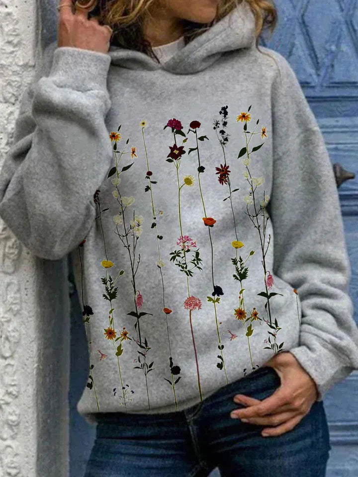 Leni Elegante Blumen-Detail Kapuzenjacke