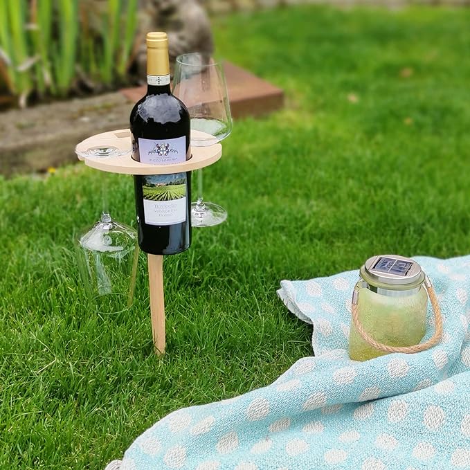 Terraliv Outdoor Getränkehalter – Tragbarer Picknicktisch für Flaschen und Gläser