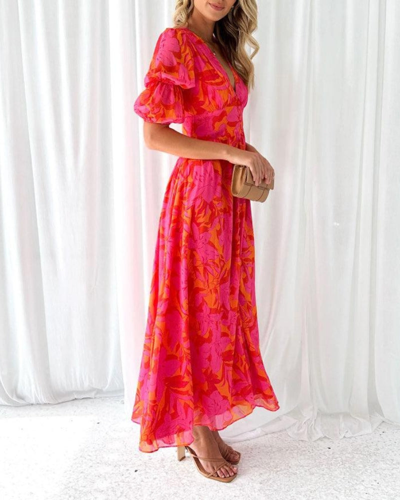Elvire Vintage Maxikleid mit Knöpfen