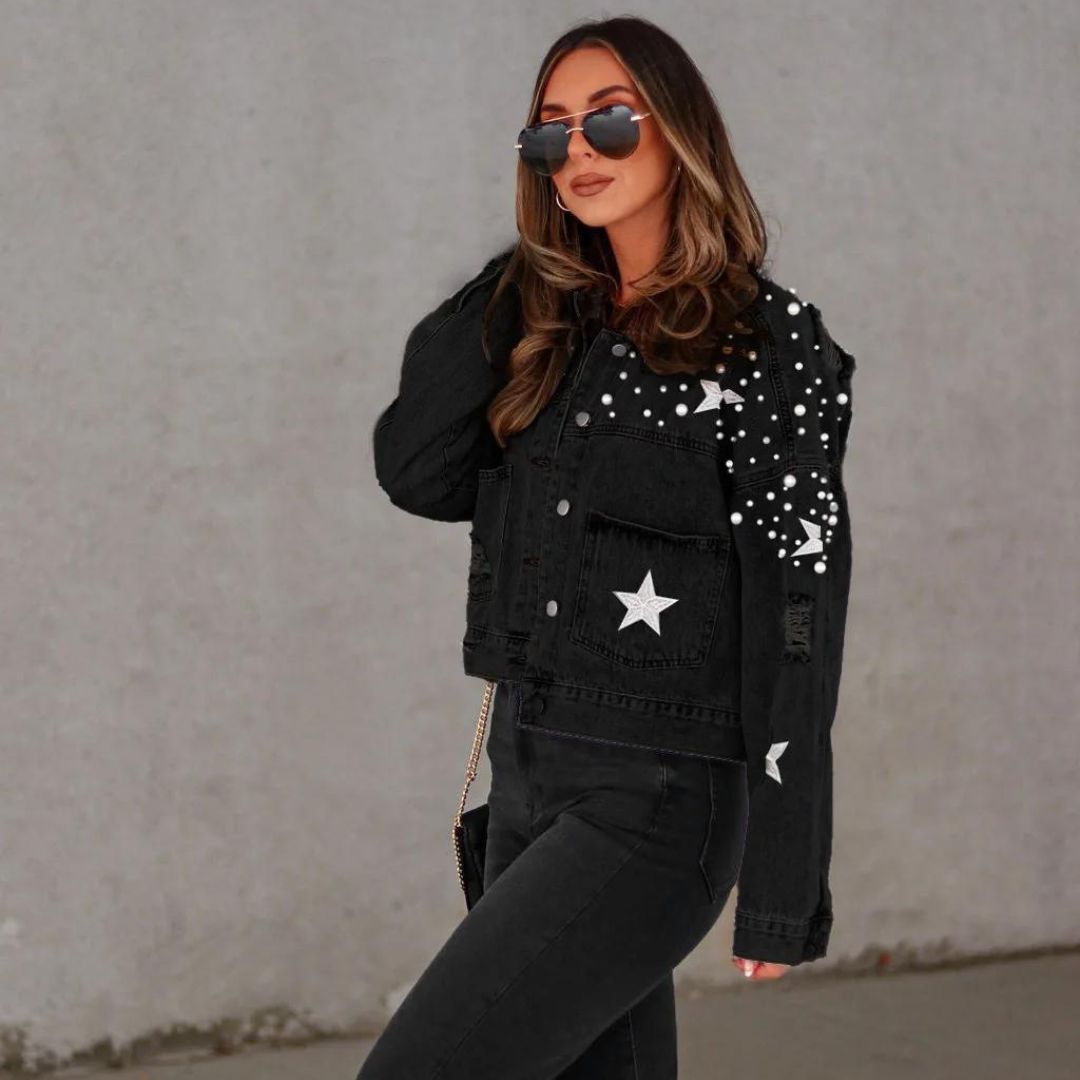 Editha - Knopfperlen Denimjacke
