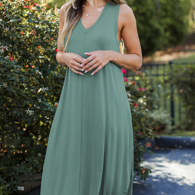 Claudette - Kleid ohne Ärmel mit V-Ausschnitt