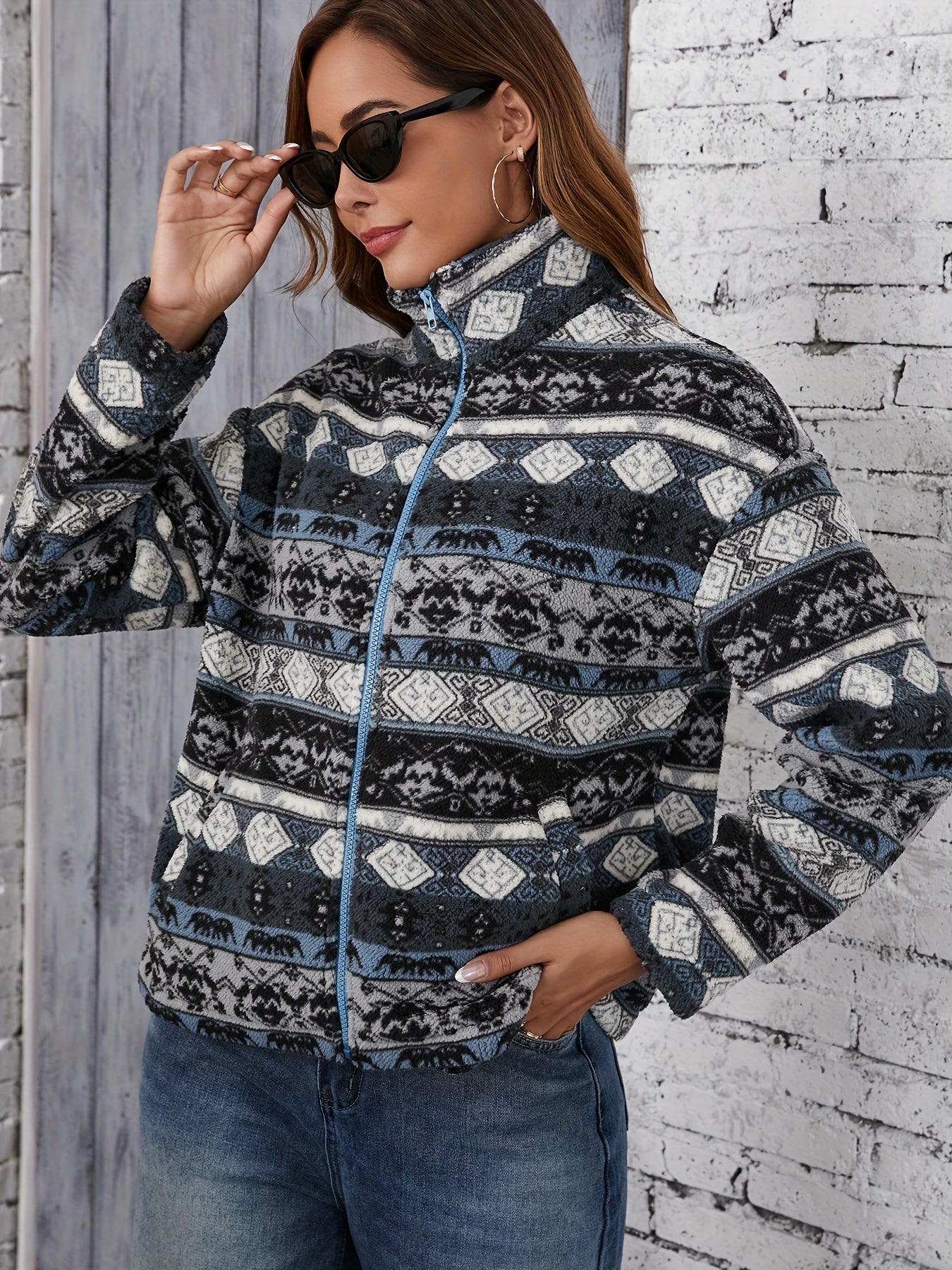 Ella Fleecejacke mit Tribal-Muster