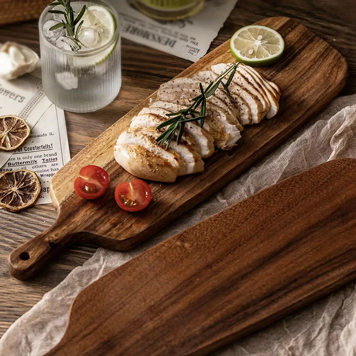 RusticChef - Holzschneidebrett mit Griff zum Kochen und Servieren