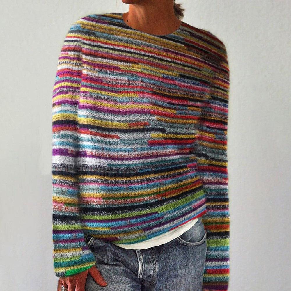 Lumière Unique gestreifter Langarmpullover