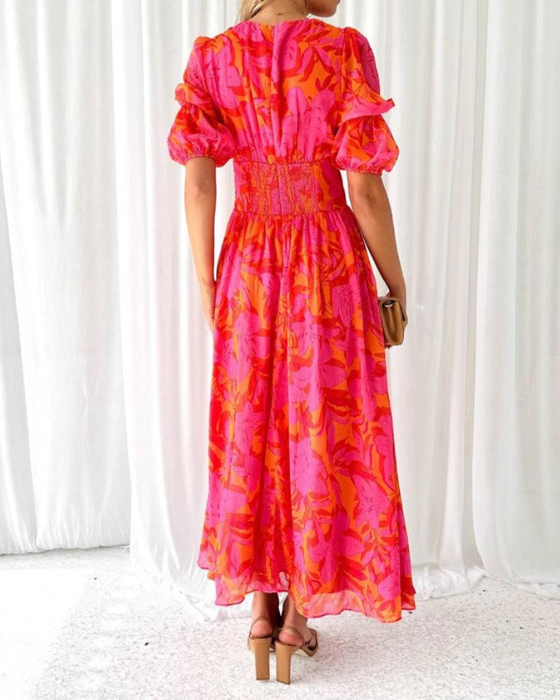Elvire Vintage Maxikleid mit Knöpfen