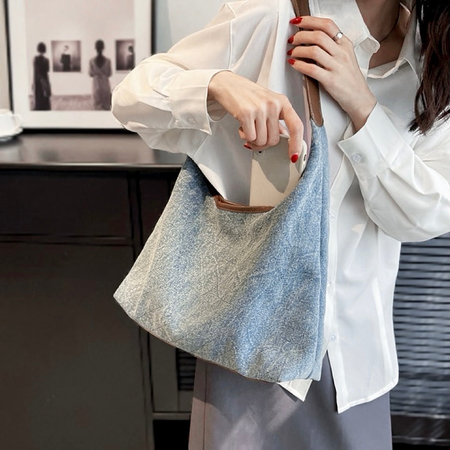 Denim Tasche mit Rautenmuster