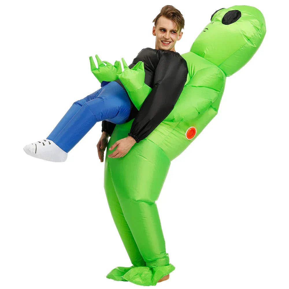 Aufblasbares Alien-Kostüm – Lustiges Kostüm für Kinder & Erwachsene, Schnell und einfach aufzublasen, Erhältlich in 2 Größen