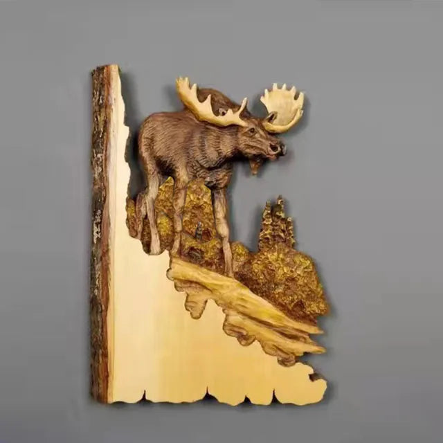 WildCraft - Wandkunst mit geschnitzten Tieren aus Holz für Rustikale Wohnkultur